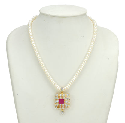 Classic Red Stone Freshwater Pearl Necklace Set