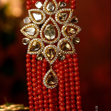 Unique Gold Coral Side Pieces Necklace
