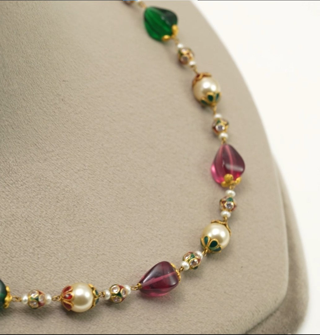 Precious Ruby Emerald Necklace