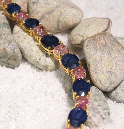 Stunning Blue Sapphire And Ruby Necklace Set