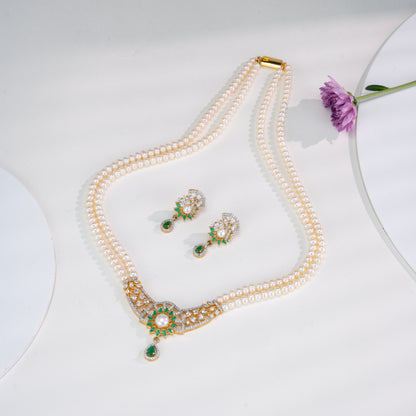 Green Stone Freshwater Necklace Set