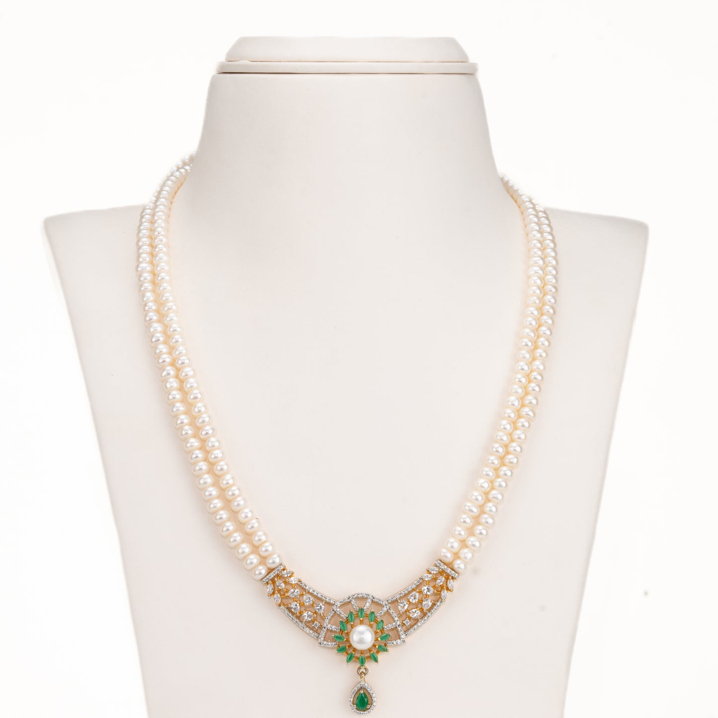 Green Stone Freshwater Necklace Set