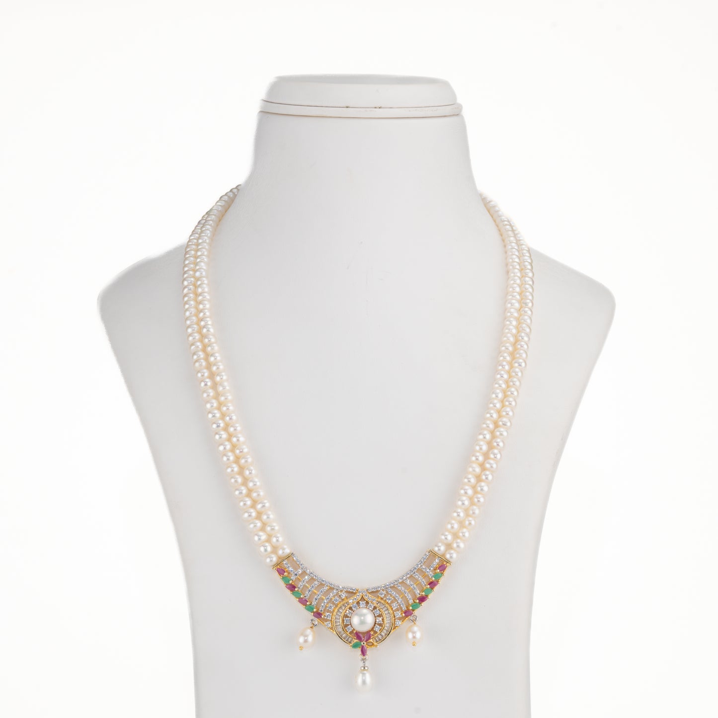 Bold Red Green Multicolor Freshwater Pearls Necklace Set