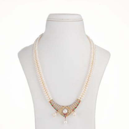 Bold Red Green Multicolor Freshwater Pearls Necklace Set