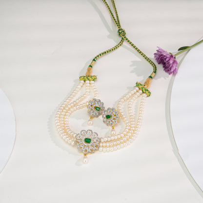 Adorable Green Stone Freshwater Pearls Choker Set