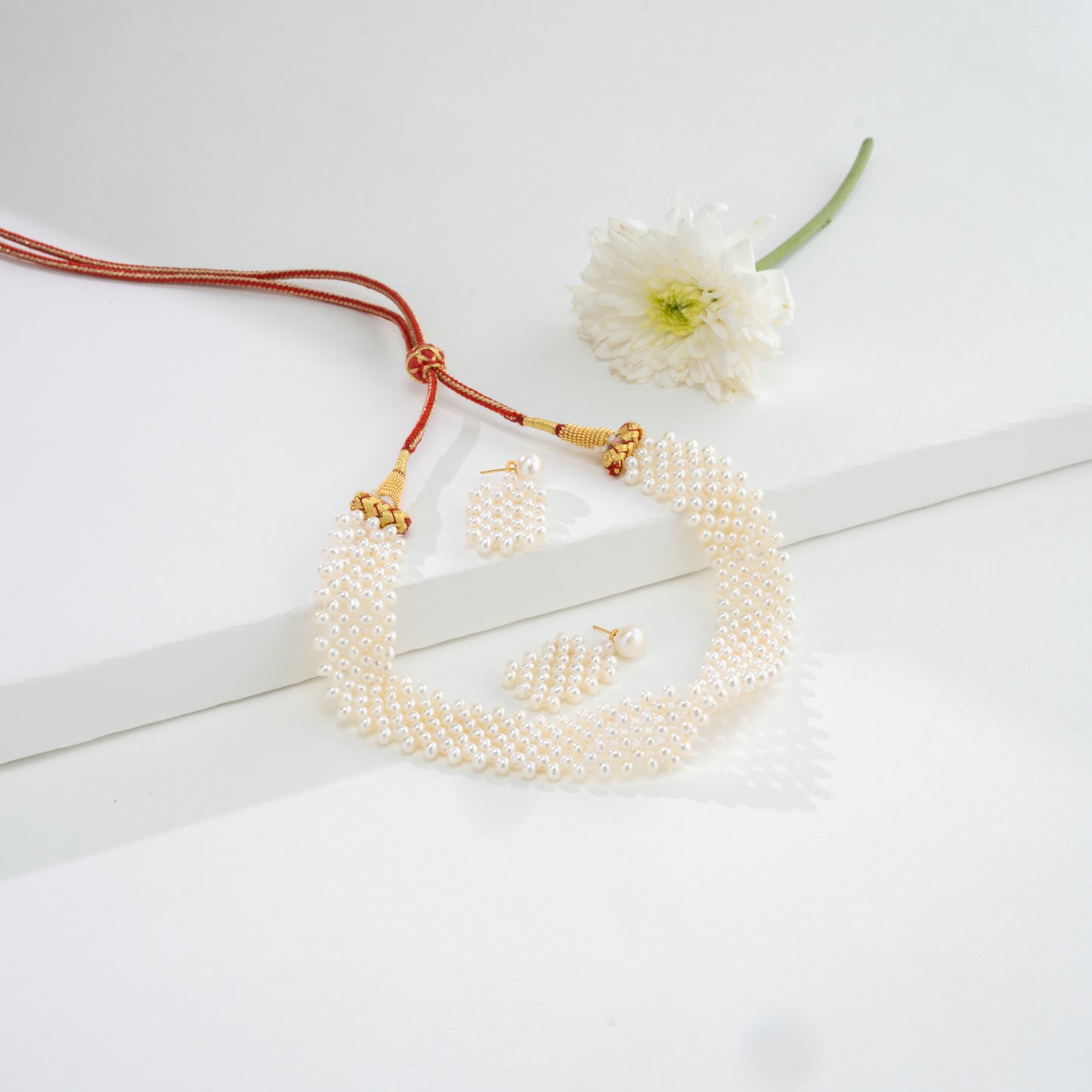 Brilliant Jali Freshwater Pearl Choker Set