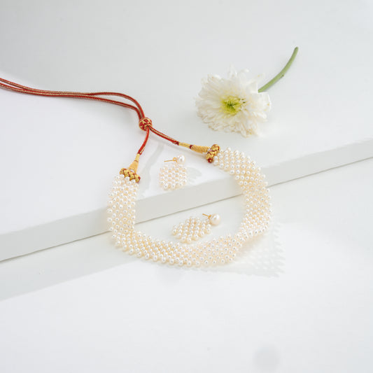Brilliant Jali Freshwater Pearl Choker Set