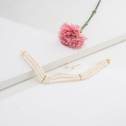 Adorable White Freshwater Pearls Choker Set