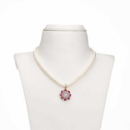 Majestic Red Stone Freshwater Pearl Necklace Set