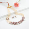 Beautiful Natural Ruby Side Piece Freshwater Pearl Necklace Set
