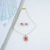 Classic Red Stone Freshwater Pearl Necklace Set