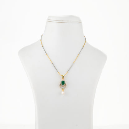 Exotic Green Stone Freshwater Pearl Necklace Set