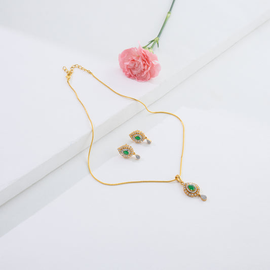Luminous Green Color Stone Necklace Set