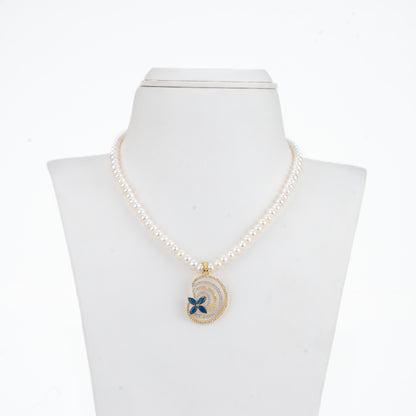 Lavish Blue Stone Freshwater Pearl Necklace Set