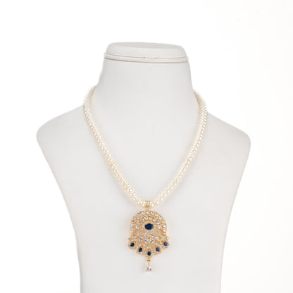 Clustered Blue Stone Freshwater Pearls Necklace Set