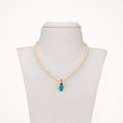 Clustered Blue Stone Freshwater Pearls Necklace Set