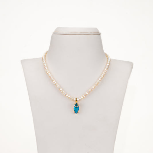 Clustered Blue Stone Freshwater Pearls Necklace Set