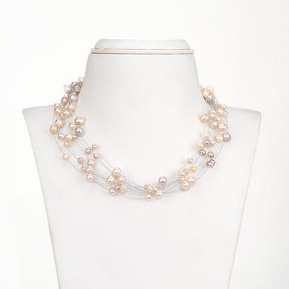 Pink Wire Freshwater Pearl Choker Set
