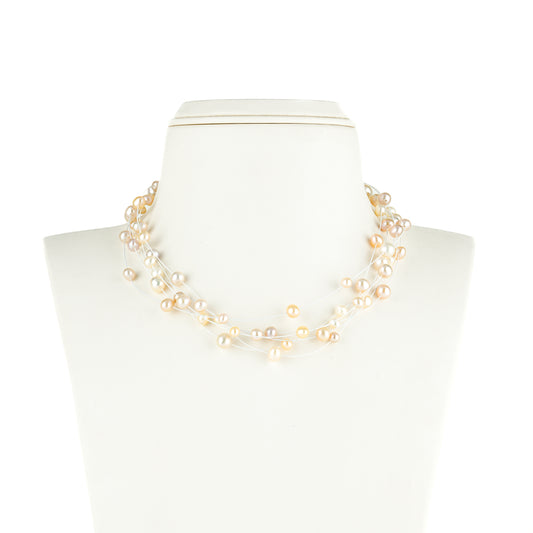 Pink Wire Freshwater Pearl Choker Set