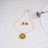 Fancy Red And Green Stone Freshwater Pearl Necklace Set
