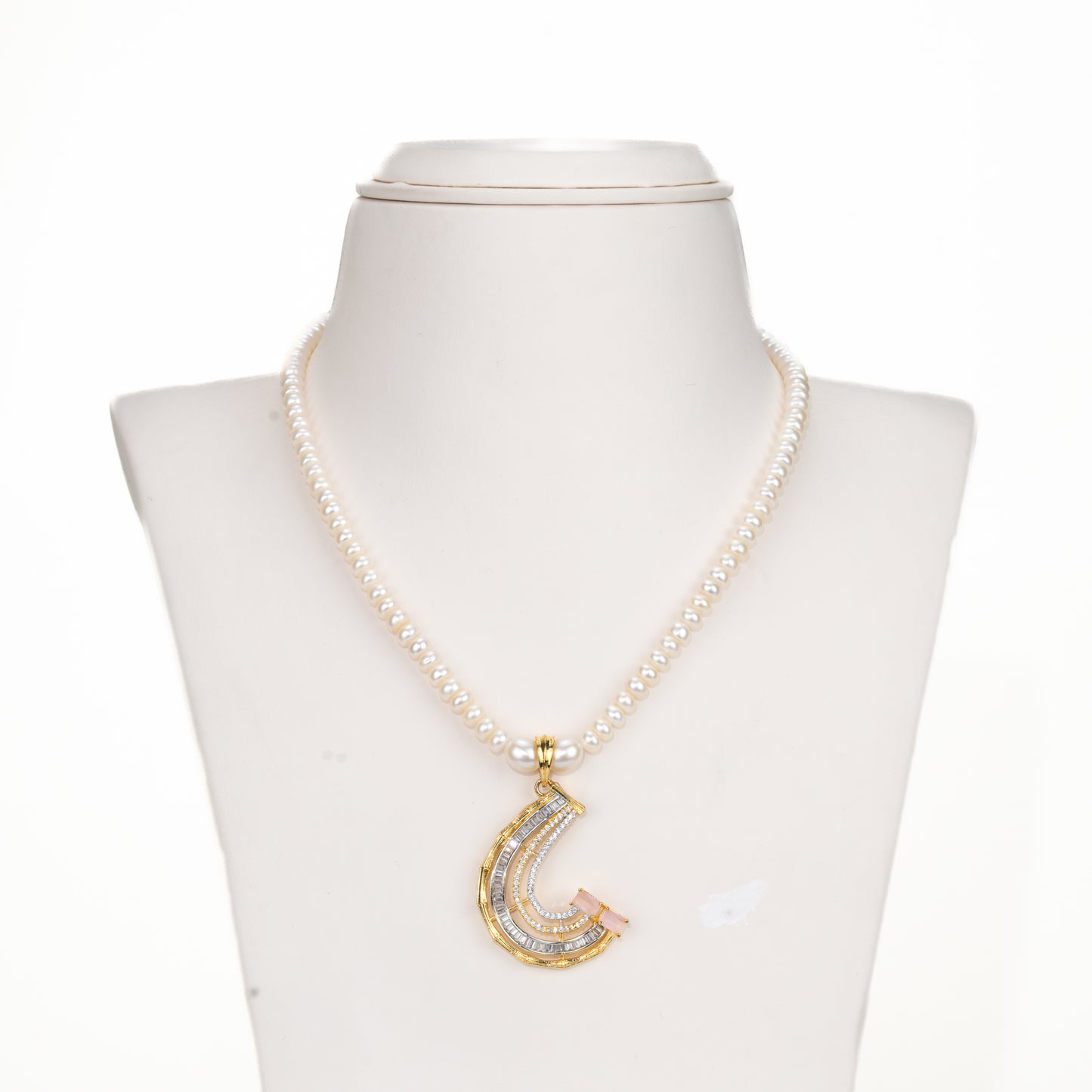 Adorable Pink Stone Freshwater Pearl Necklace Set
