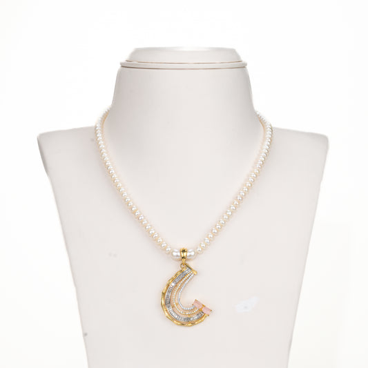 Adorable Pink Stone Freshwater Pearl Necklace Set