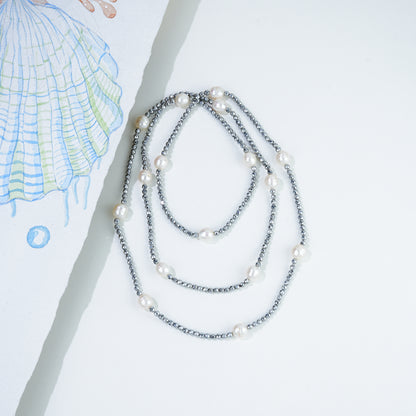 Black Fancy And Freshwater Pearl Necklace Set