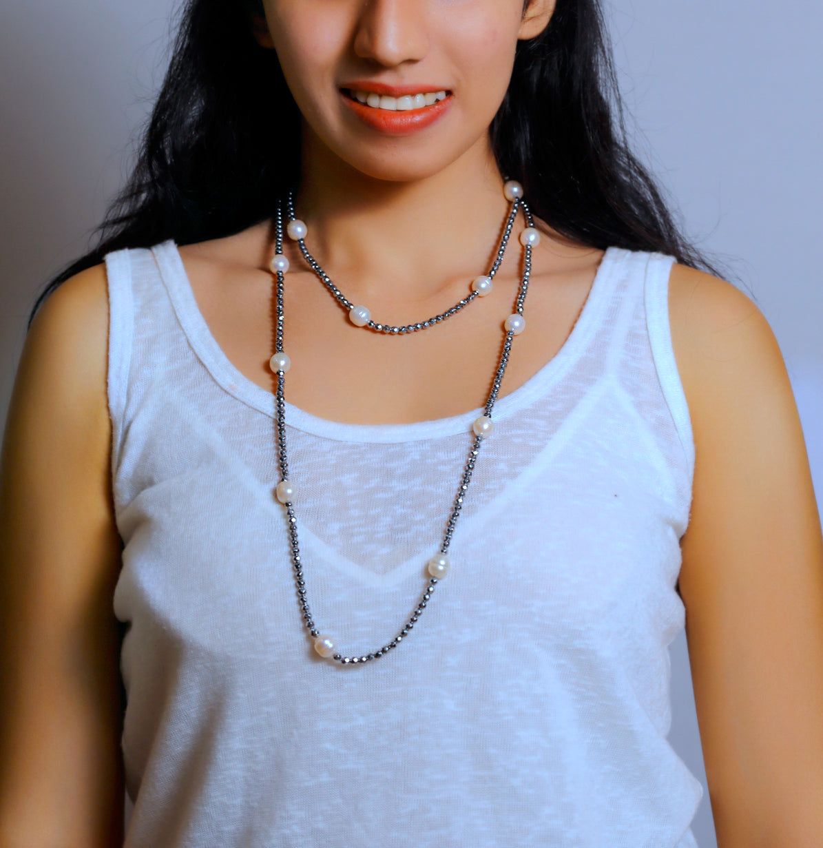 Black Fancy And Freshwater Pearl Necklace Set