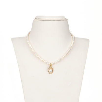 Dramatic White Stone Freshwater Pearl Necklace Set