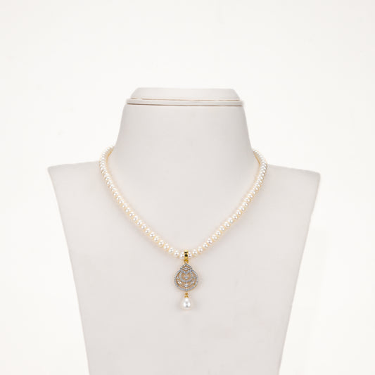 Dramatic White Stone Freshwater Pearl Necklace Set