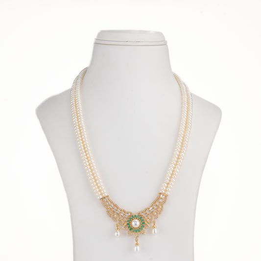 Floral Green Stone Freshwater Pearl Set