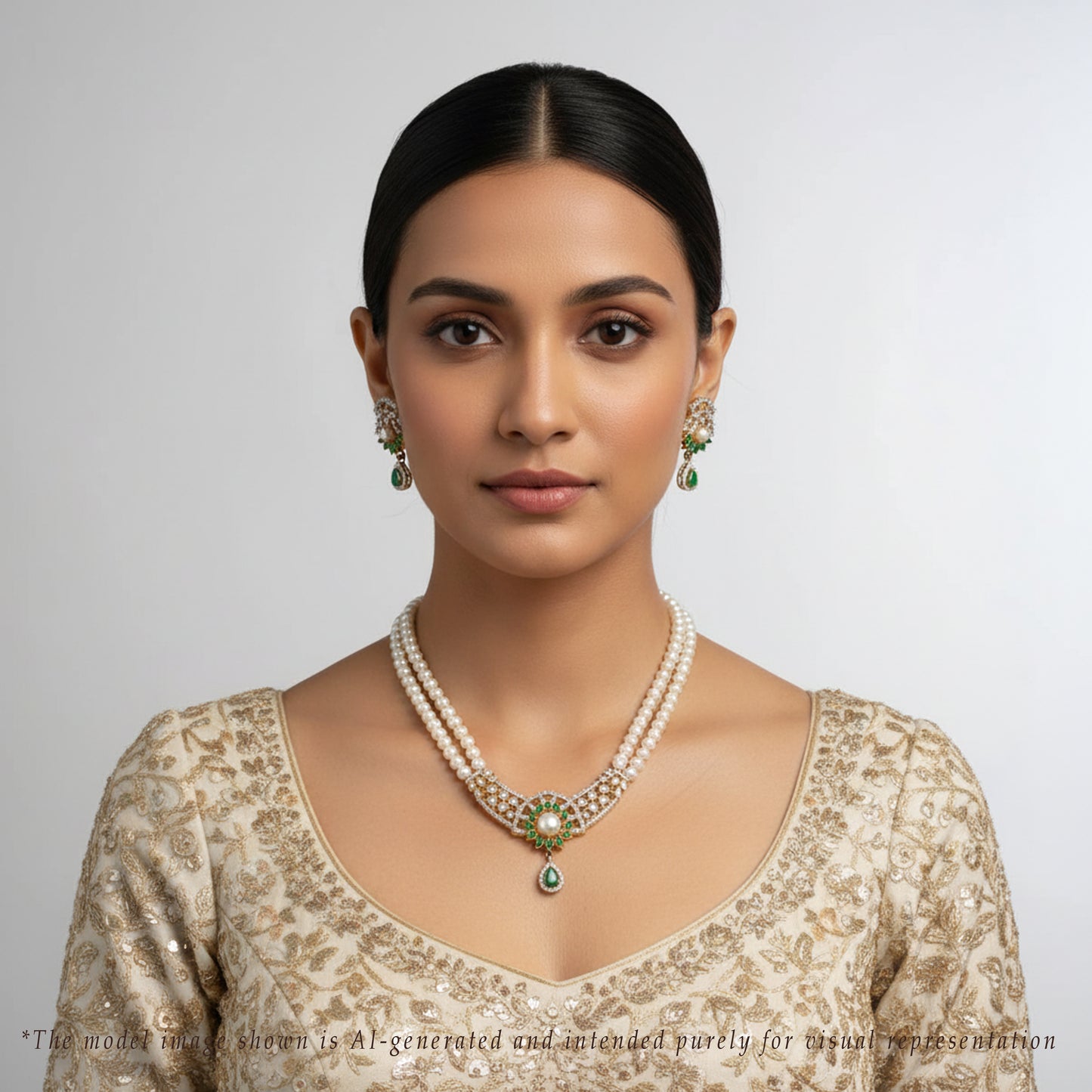 Green Stone Freshwater Necklace Set