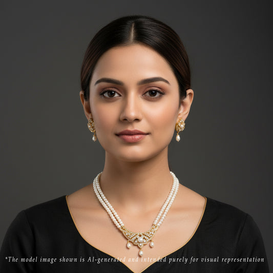 Exciting White Stone Freshwater  Pearls Necklace Set