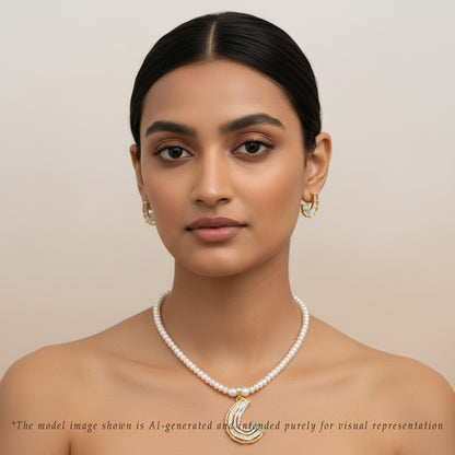 Stunning Green Stone Freshwater Pearl Necklace Set