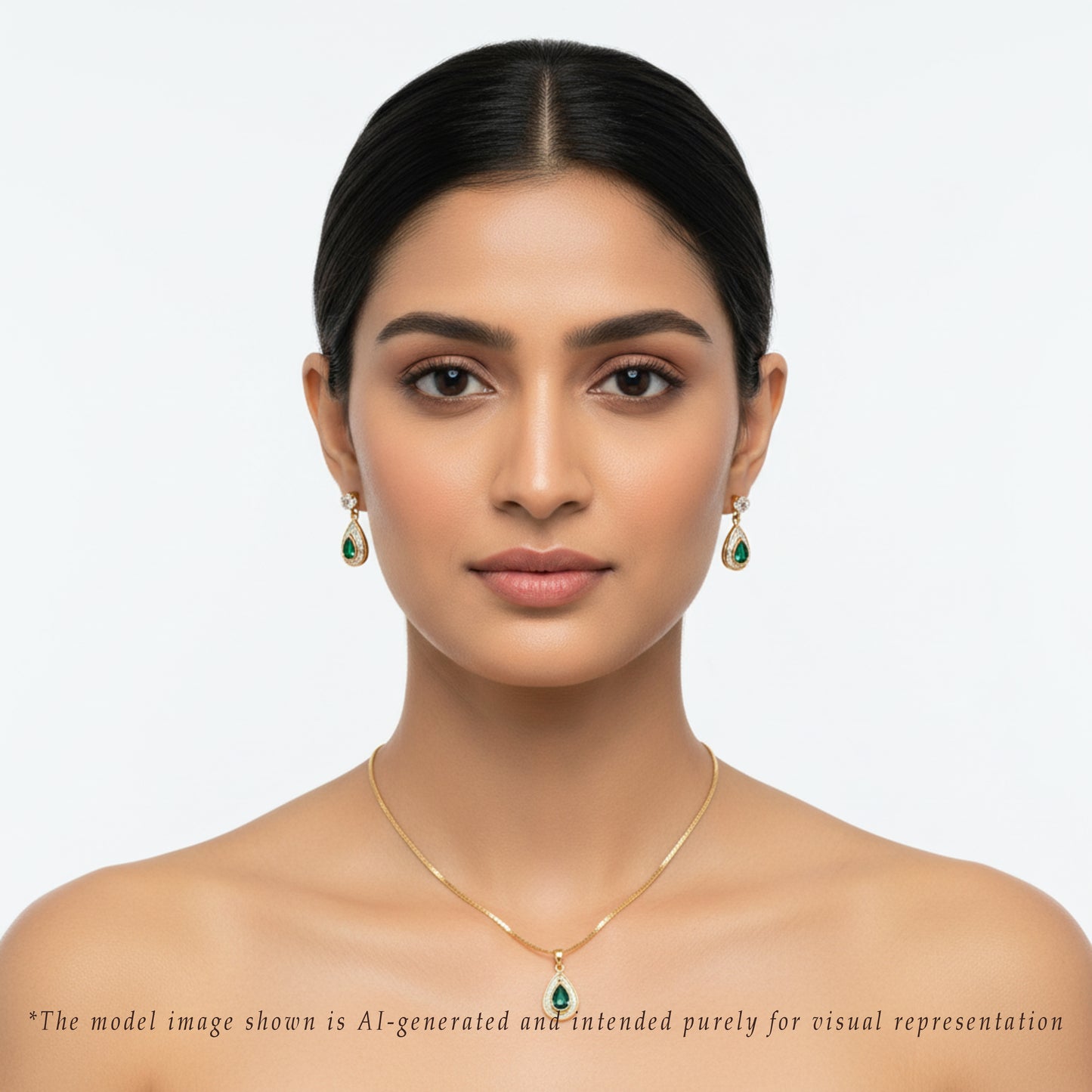 Marbled Green Stone Necklace Set