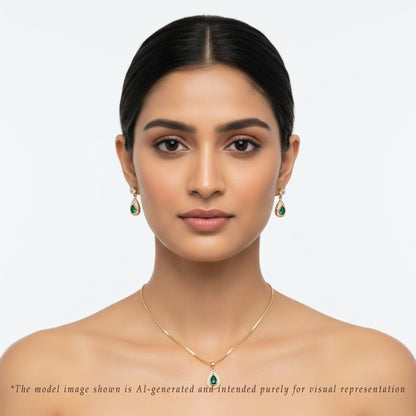 Marbled Green Stone Necklace Set