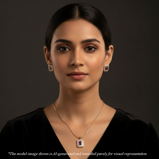 Graceful Red Stone Freshwater Pearl Necklace Set