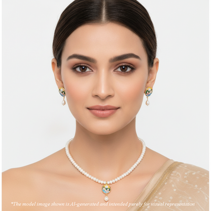 Shiny White Stone Freshwater Pearl Necklace Set