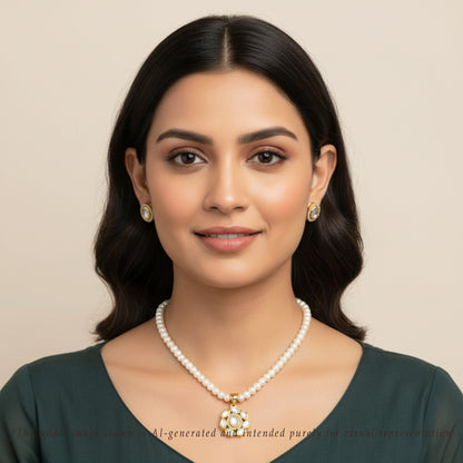 Latest White Stone Freshwater Pearls Necklace Set