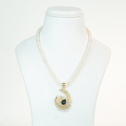 Lavish Blue Stone Freshwater Pearl Necklace Set
