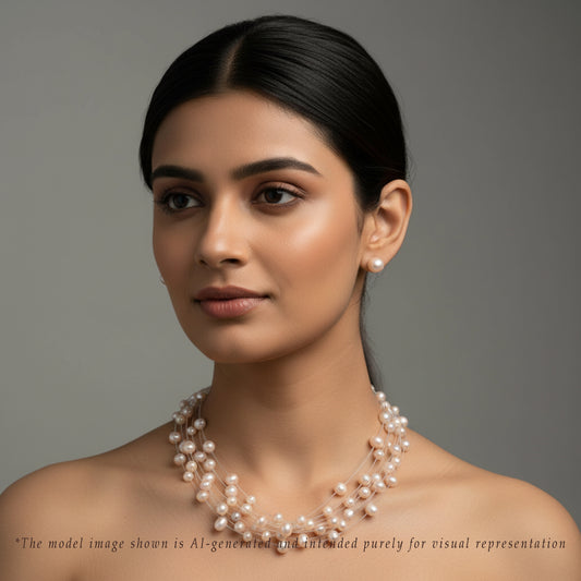 Pink Wire Freshwater Pearl Choker Set