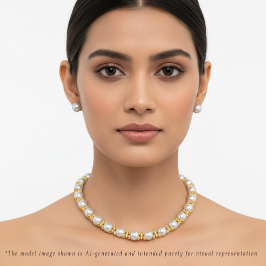 Precious Grey Button Freshwater Pearl Choker Set