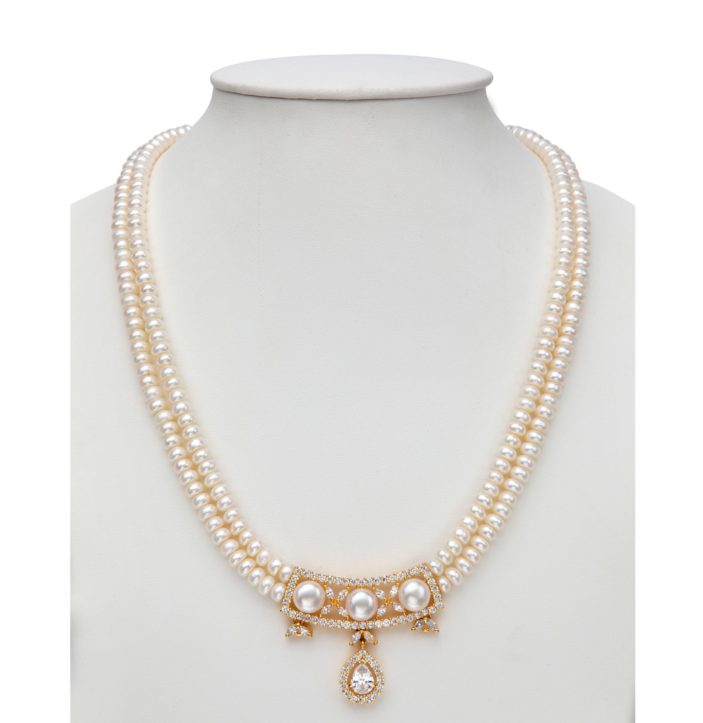 Exciting White Stone Freshwater  Pearls Necklace Set