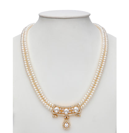 Exciting White Stone Freshwater  Pearls Necklace Set