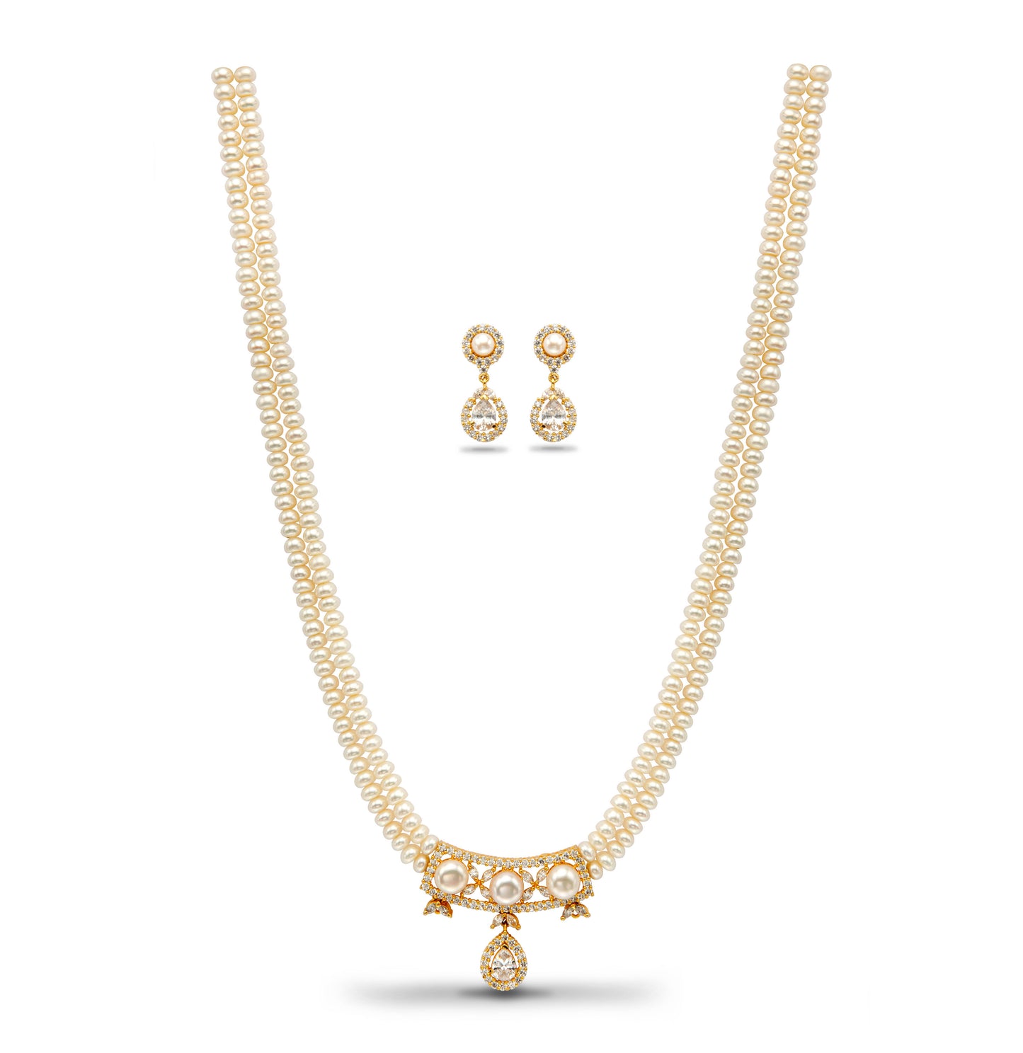 Exciting White Stone Freshwater  Pearls Necklace Set