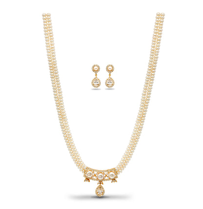 Exciting White Stone Freshwater  Pearls Necklace Set
