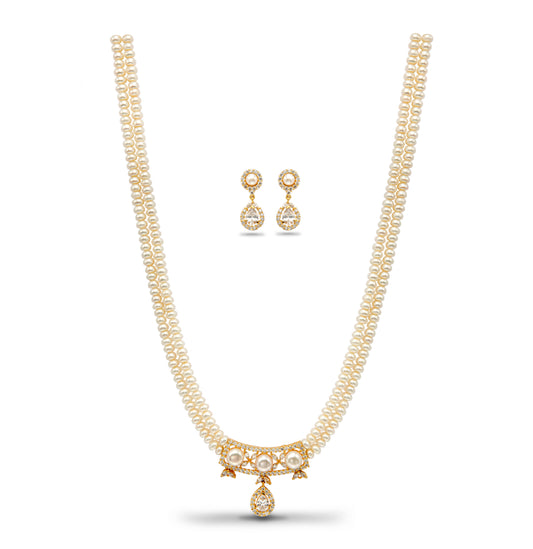 Exciting White Stone Freshwater  Pearls Necklace Set