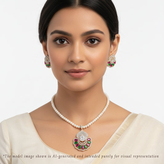 Favorite Red Green Freshwater Pearl Necklace Set