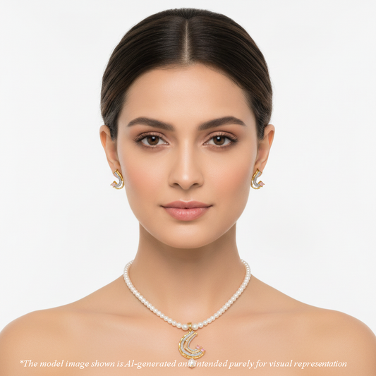 Adorable Pink Stone Freshwater Pearl Necklace Set