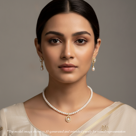 Dramatic White Stone Freshwater Pearl Necklace Set